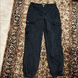 Garage Black Cargo Pants Vintage Wash Size Small Petite Runs Larger Elastic Hem
